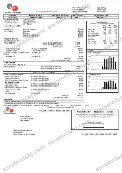 USA WPS utility bill template in Word and PDF format